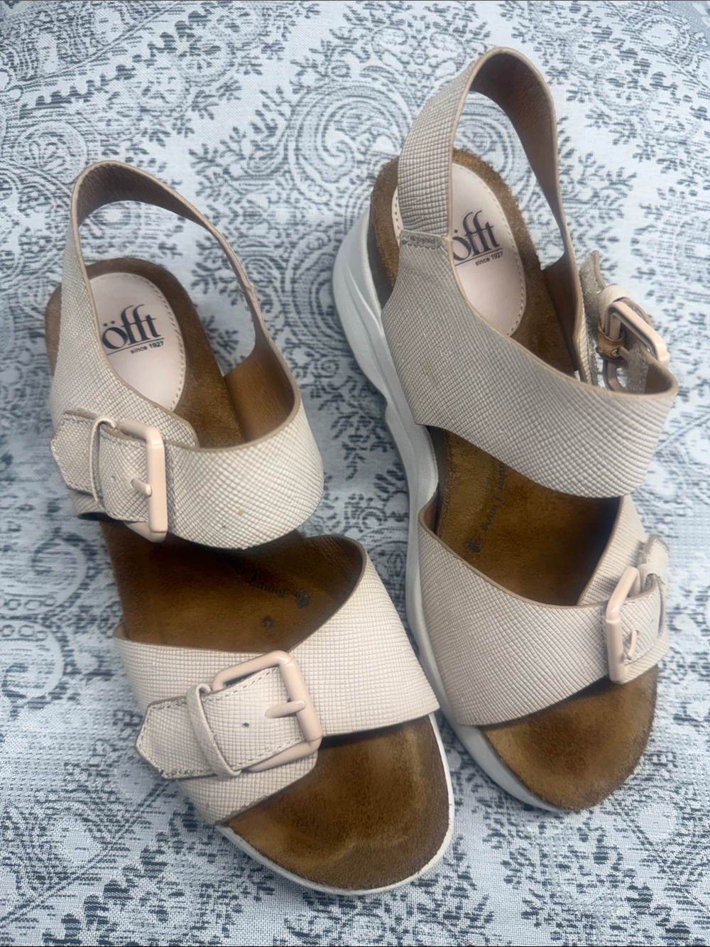 Sofft Beige Slingback Buckle Sandals for Women - Size 8